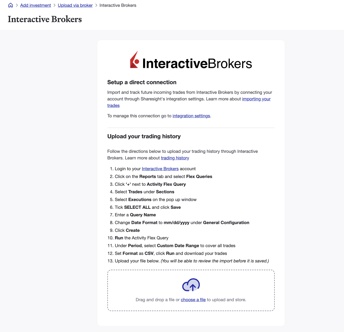 Interactive Brokers import trading history to Sharesight