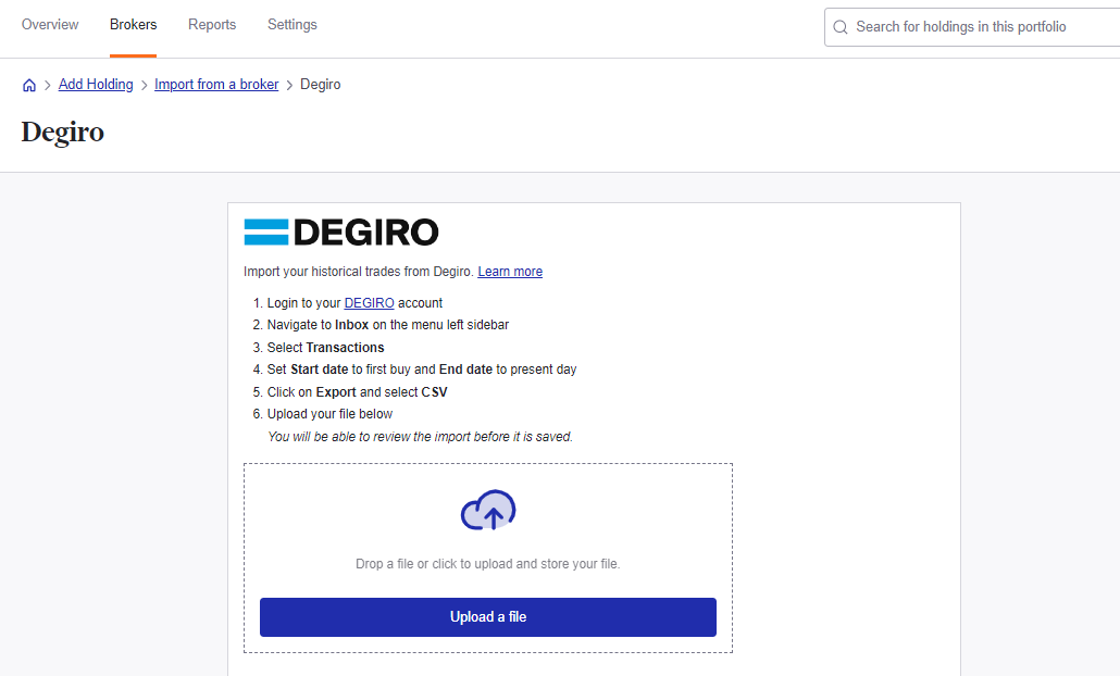 Import Degiro trades to Sharesight3