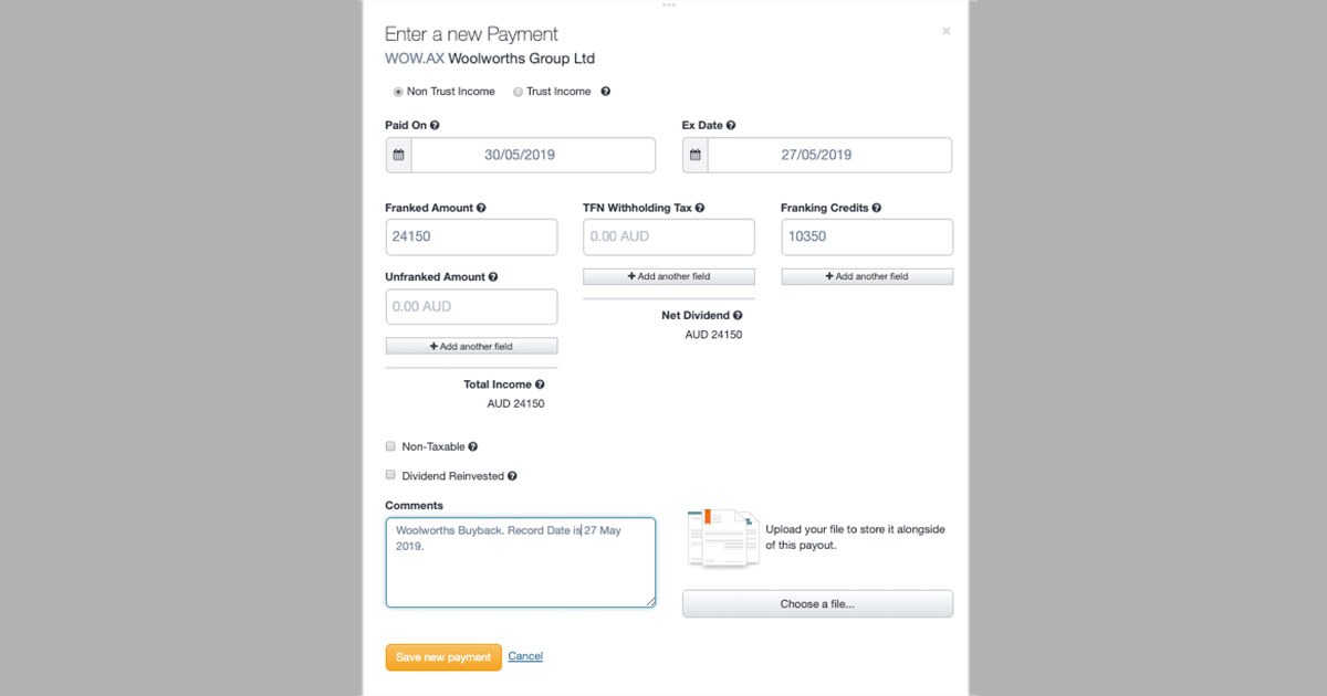 Franking credit share buyback woolworths