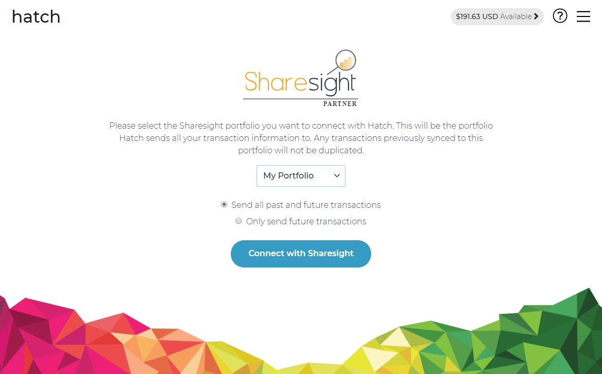 Connect Hatch to Sharesight portfolio tracker