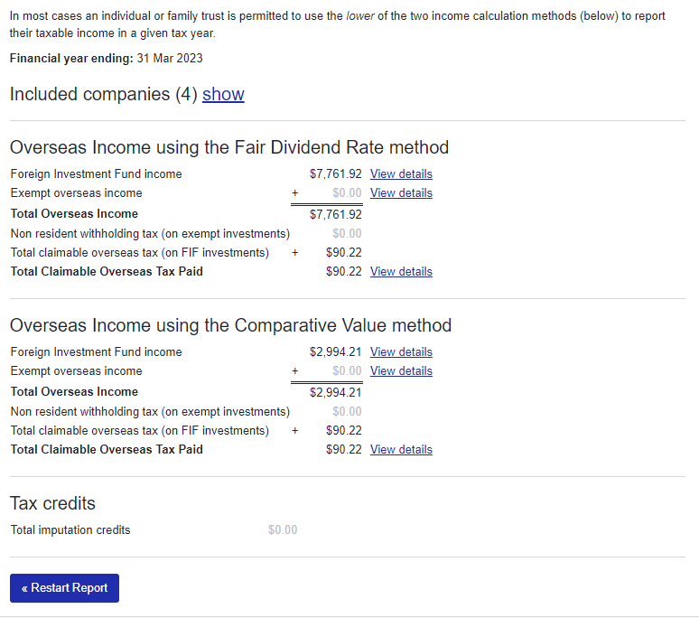 NZ FIF report calculation