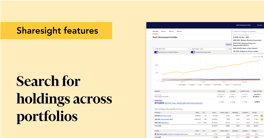 Search for holdings across portfolios