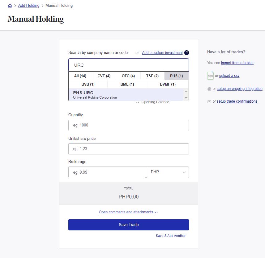 Tracking investments in Sharesight Philippines