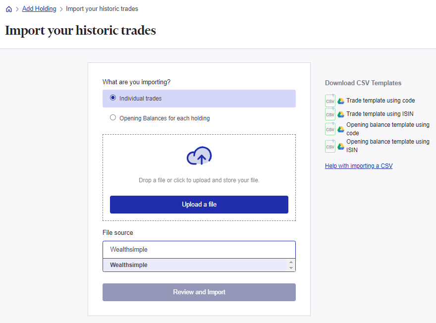 Import wealthsimple trades to sharesight