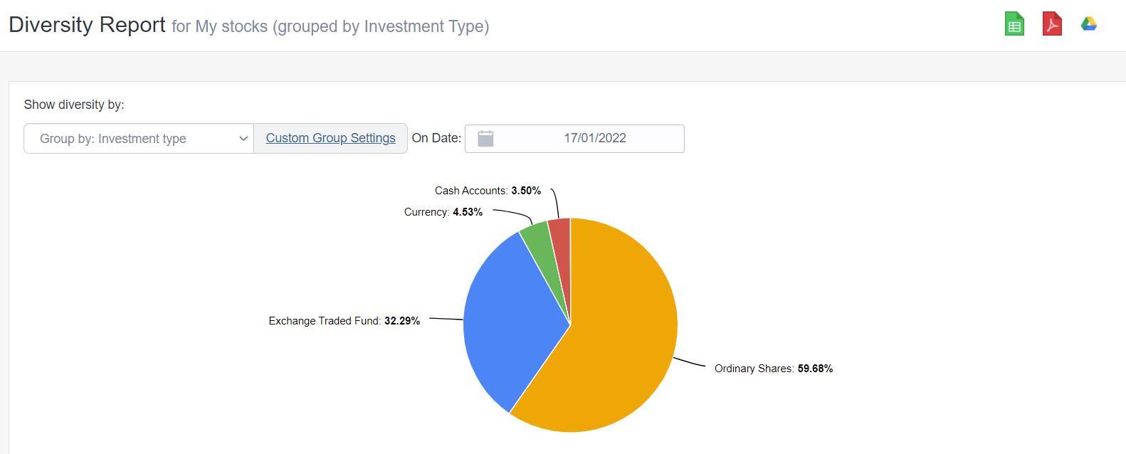 Sharesight diversity report cash accounts 3