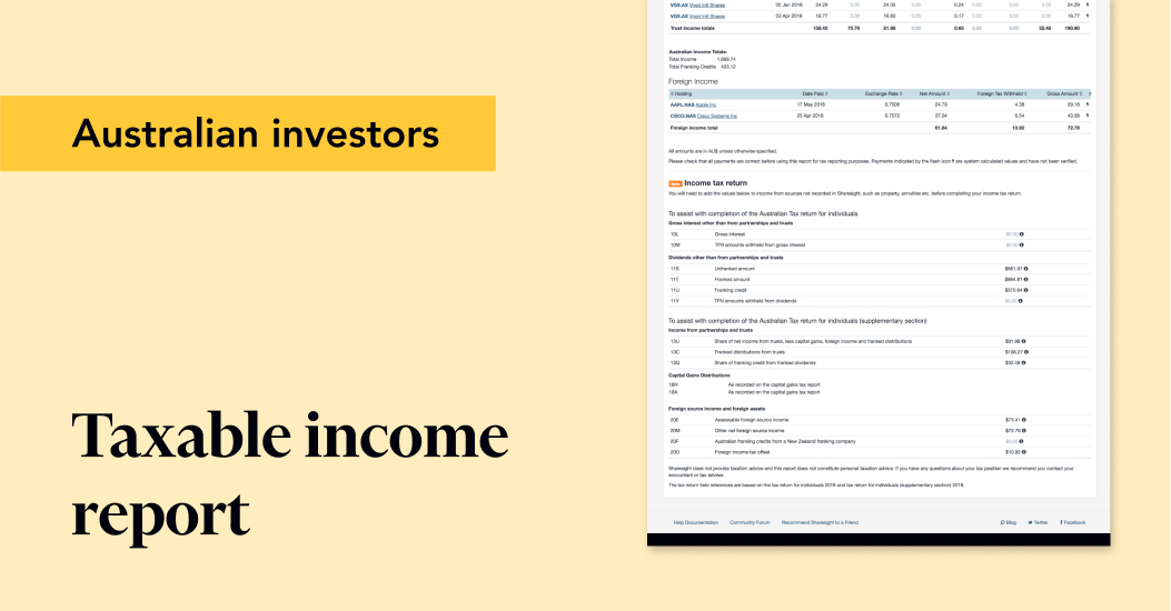 Taxable income report for Australian investors