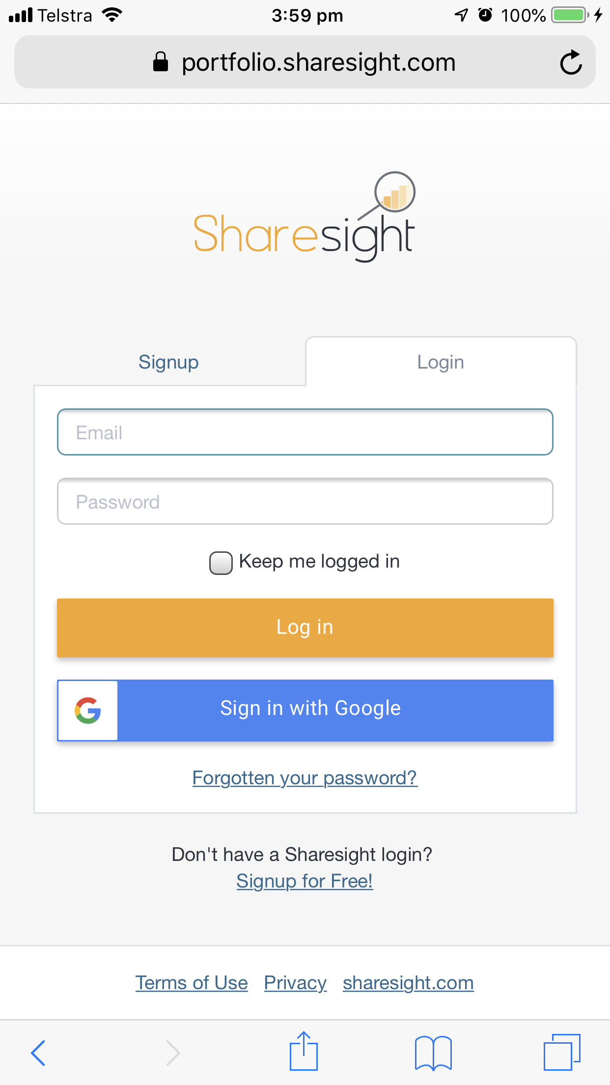 Sharesight mobile login