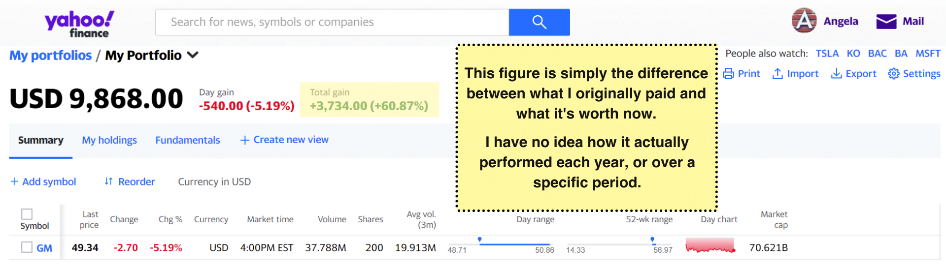 Screenshot - Yahoo Finance