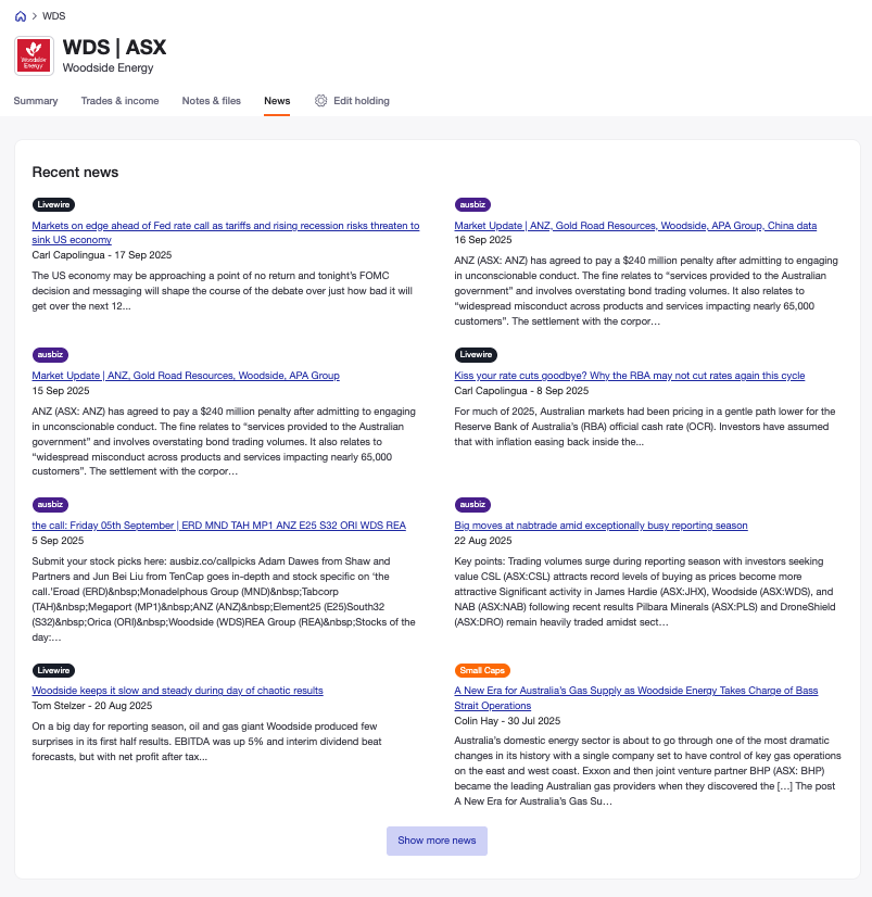Sharesight newsfeed