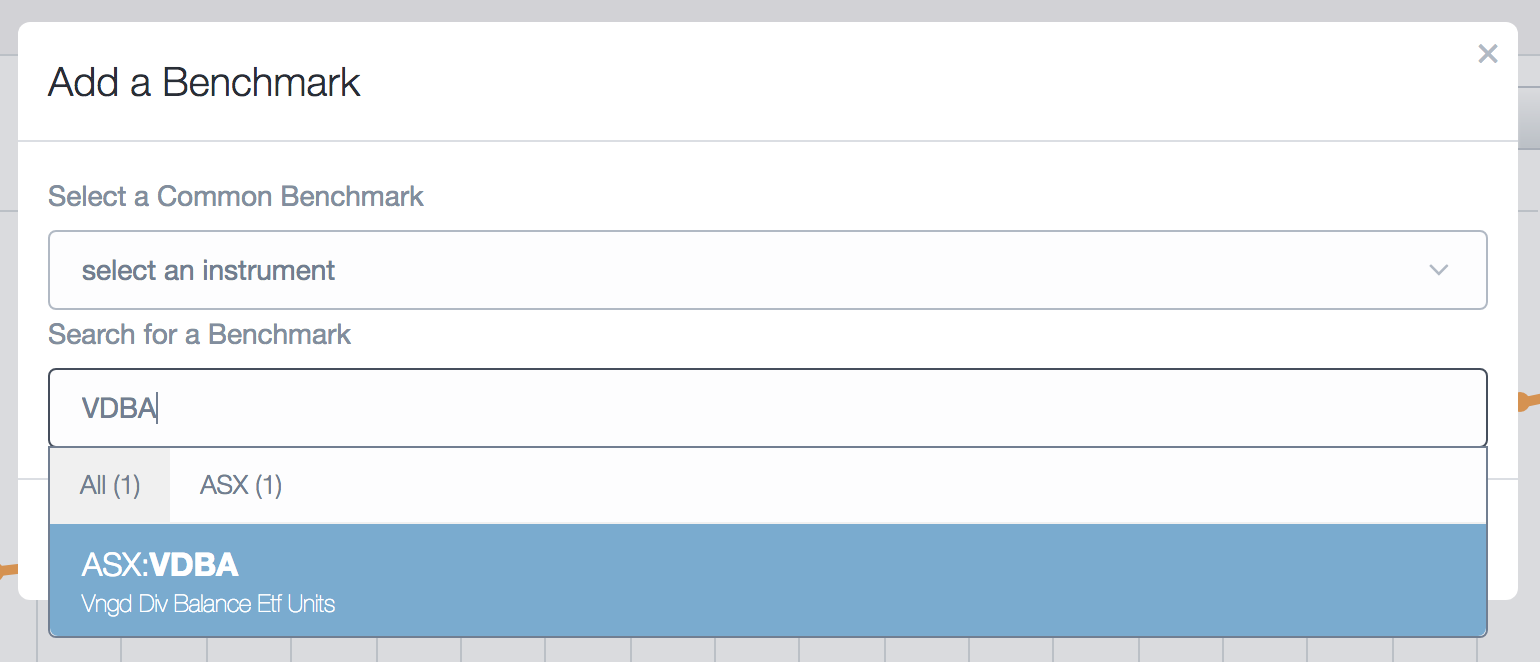 screenshot - sharesight benchmark