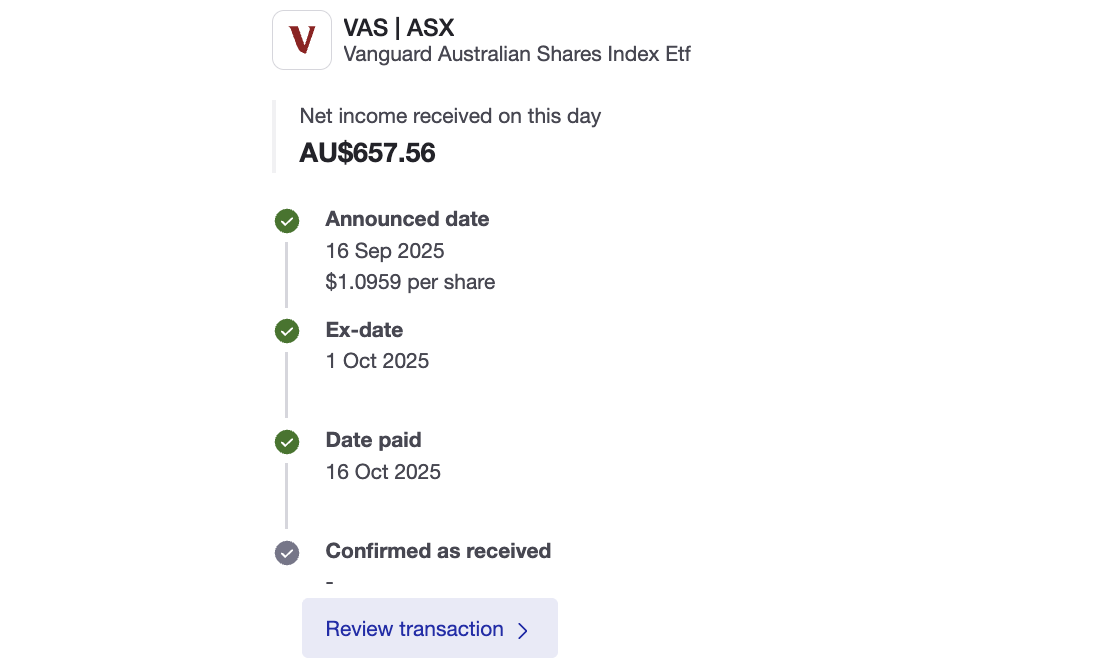 dividend payout income calendar