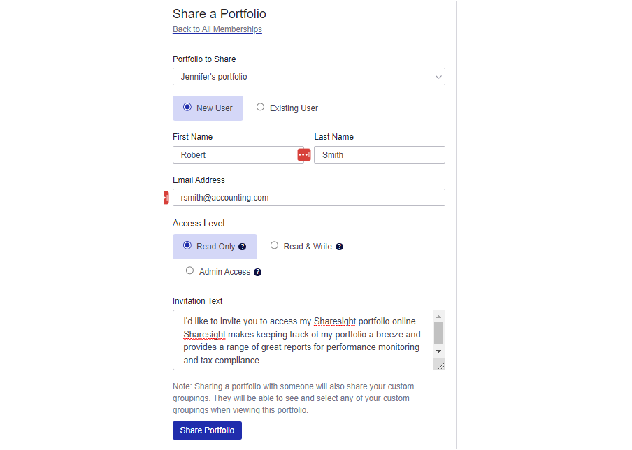 Share portfolio with accountant 2