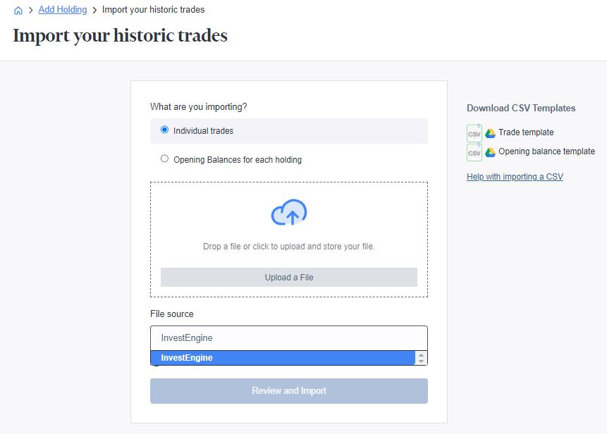 Import InvestEngine trades to Sharesight