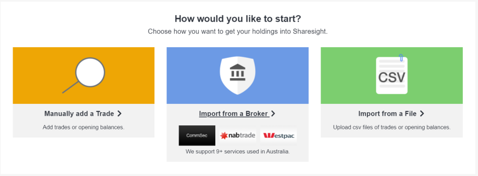 Sharesight connect to a broker