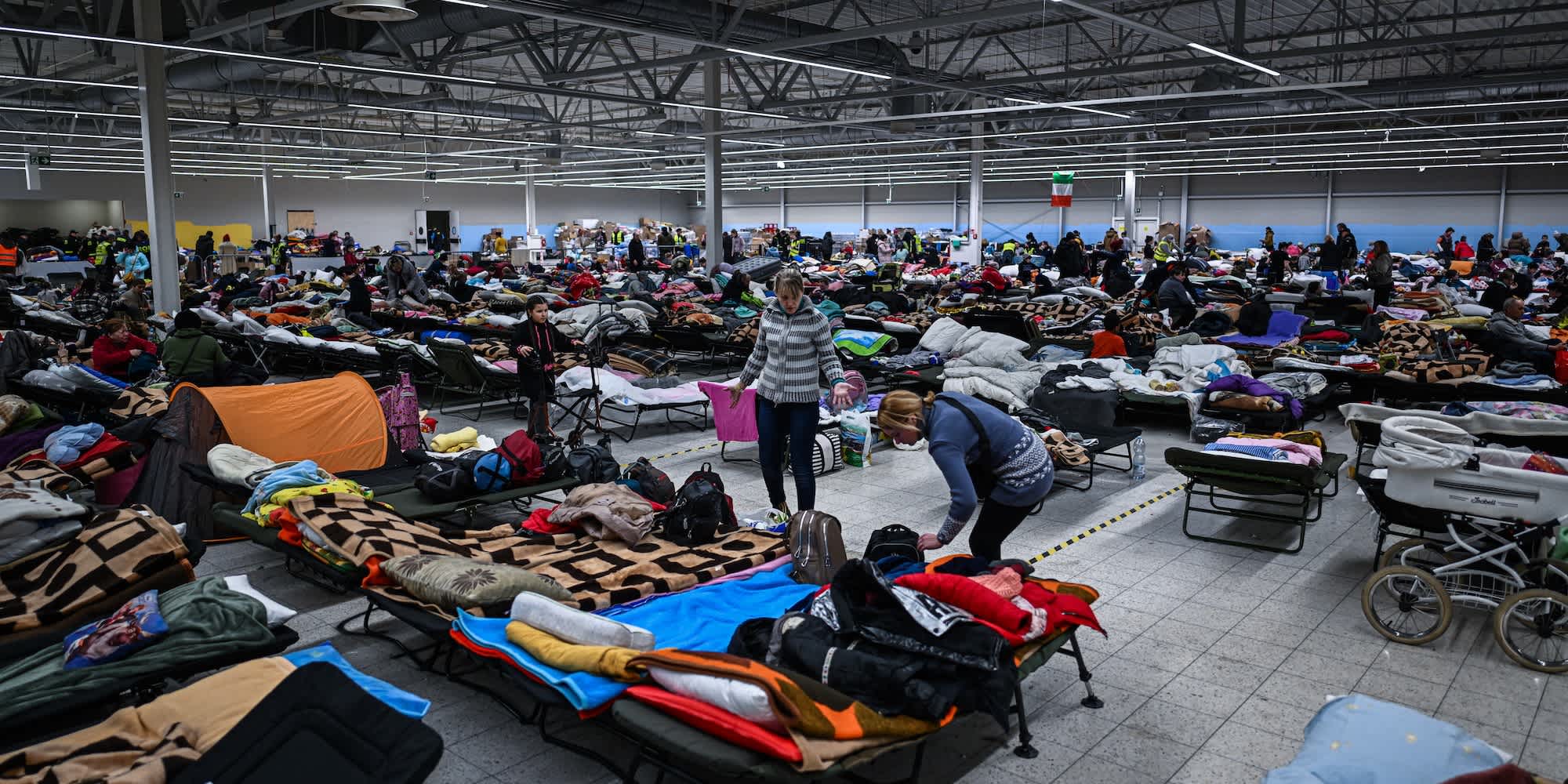 Ukrainian refugees at relief sites in Poland