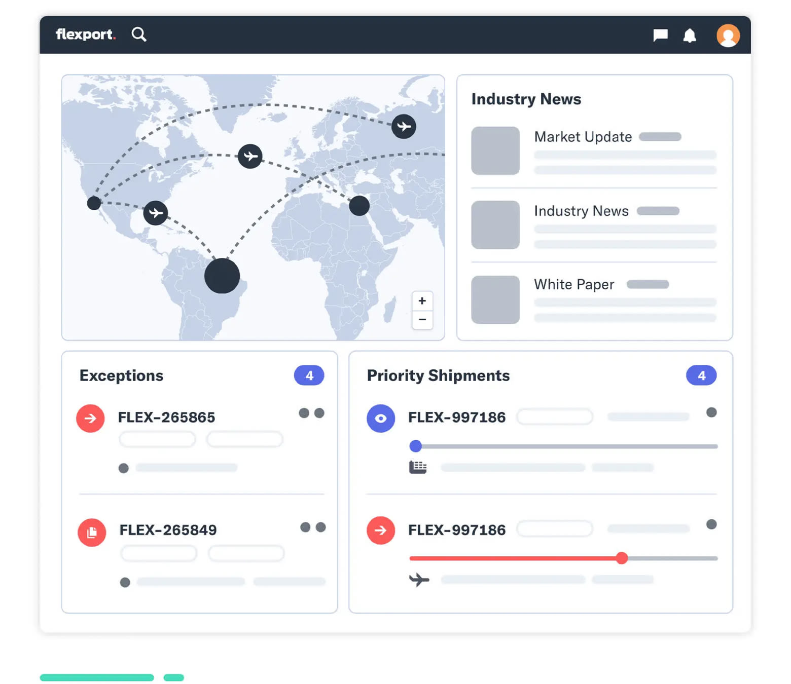 Flexport Platform dashboard for air cargo tracking