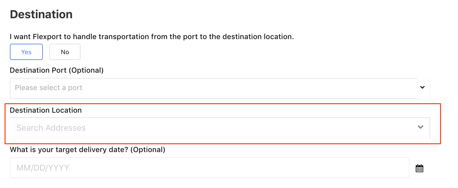 Flexport Help Center Article What Should I Enter As The Destination