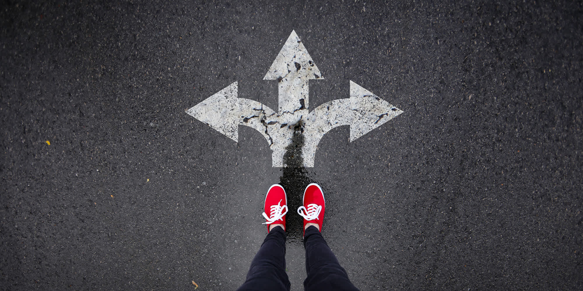 Road ahead with three directions
