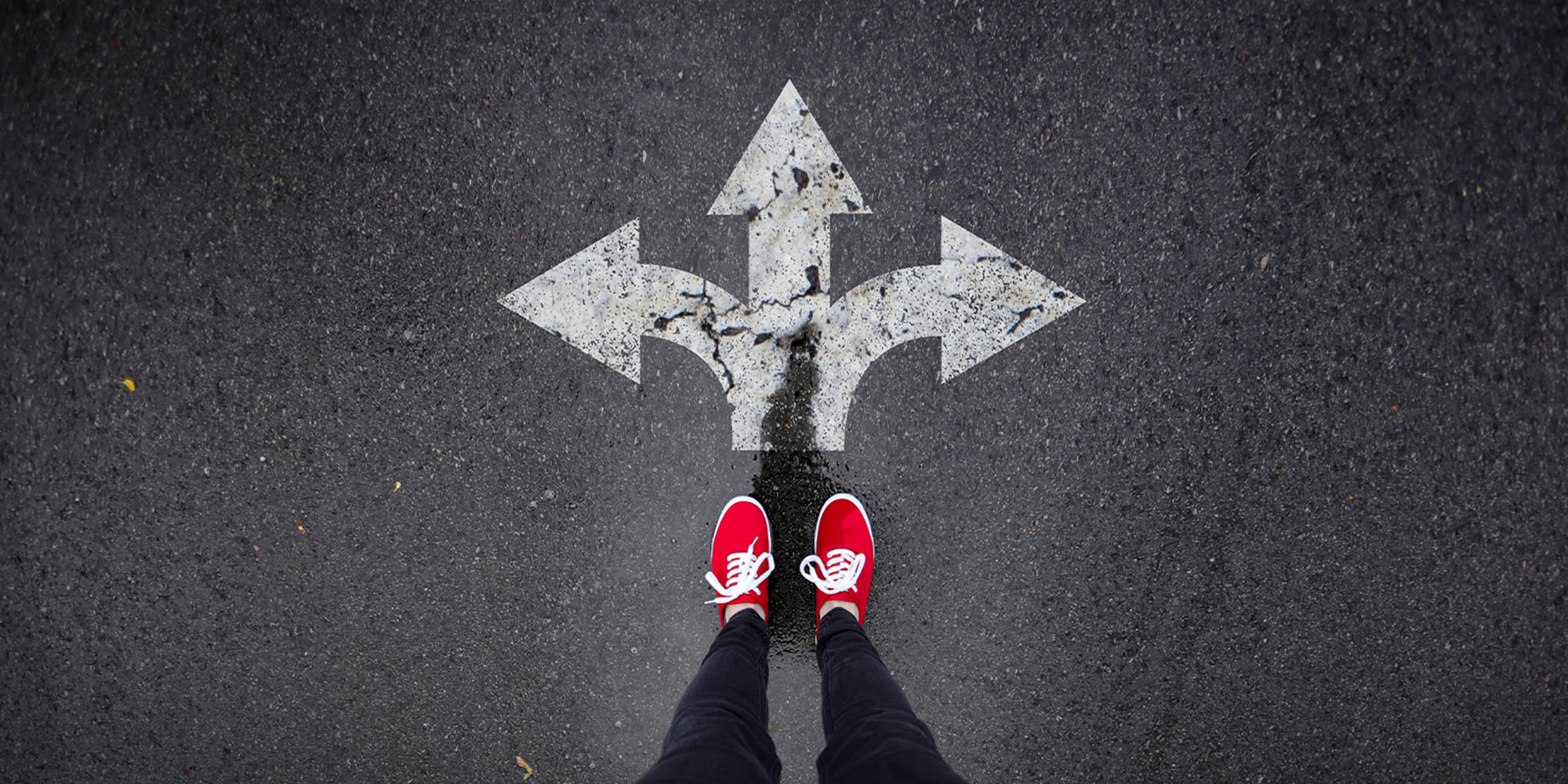 Road ahead with three directions