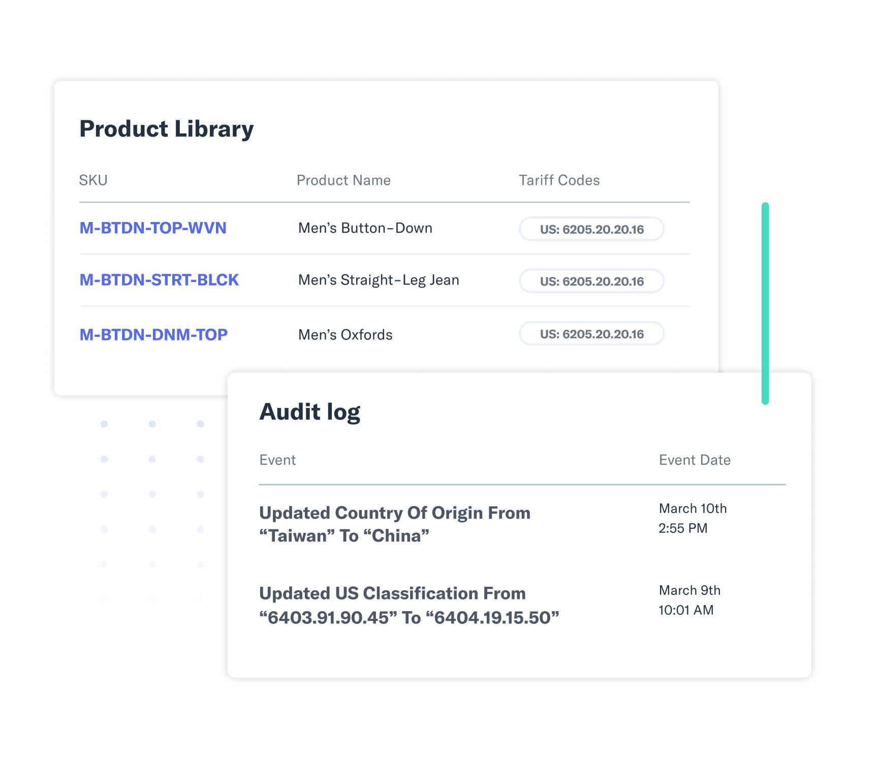 Product library and audit log on the Flexport Platform