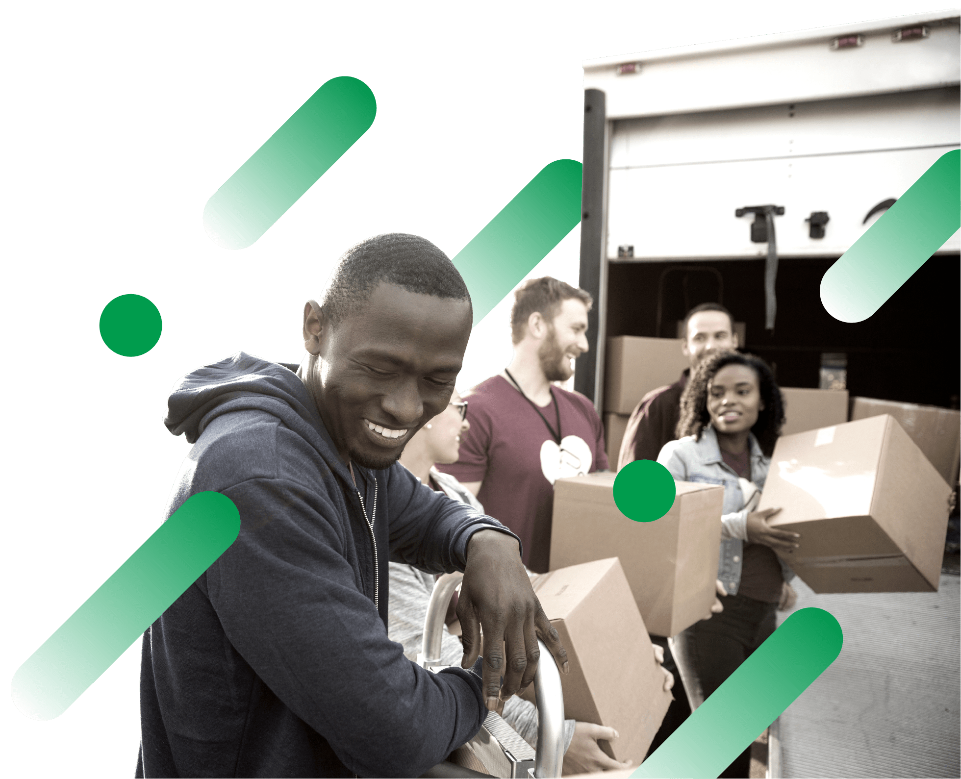 People loading boxes into a truck People loading boxes into a truck
