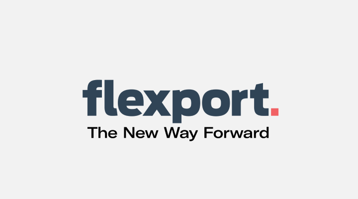 This is Flexport's main logo with the tagline (current). It includes the main logo and tagline in color.