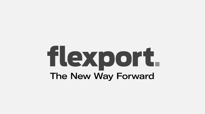 This is Flexport's main logo with tagline (current). It's the Flexport logo and tagline with monochrome colors.