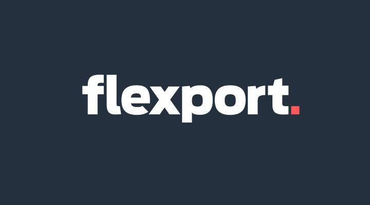 This is Flexport's main logo (alternative). It's the Flexport logo in white, with a dark background.