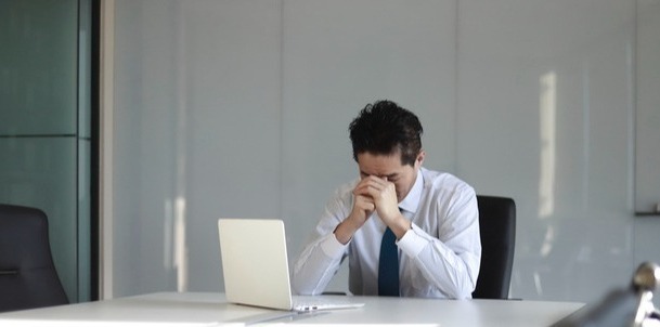 Sad man no control business