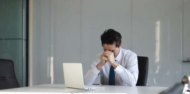 Sad man no control business