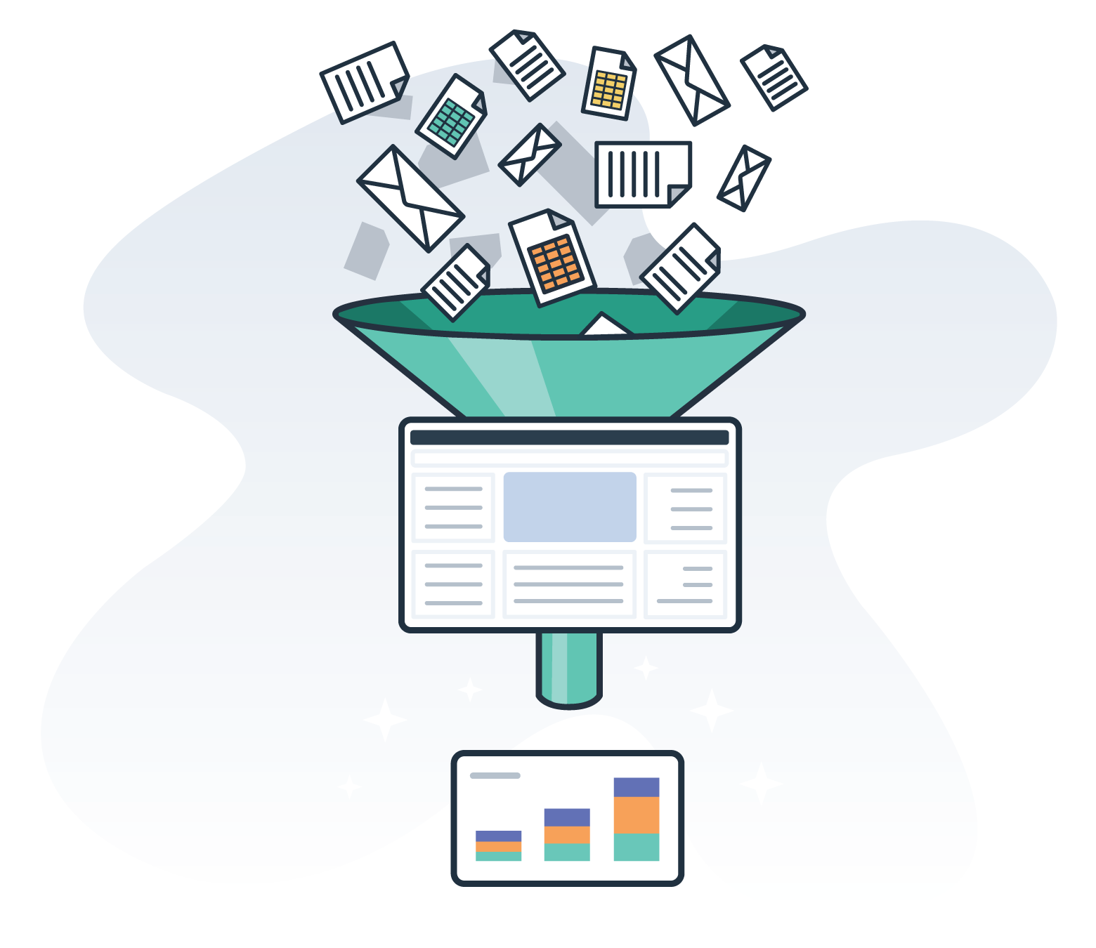 Ta-3 - Take your paperwork and put it all into a digital experience - funnel illustration