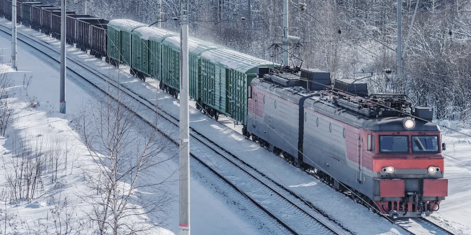 Freight train in snow