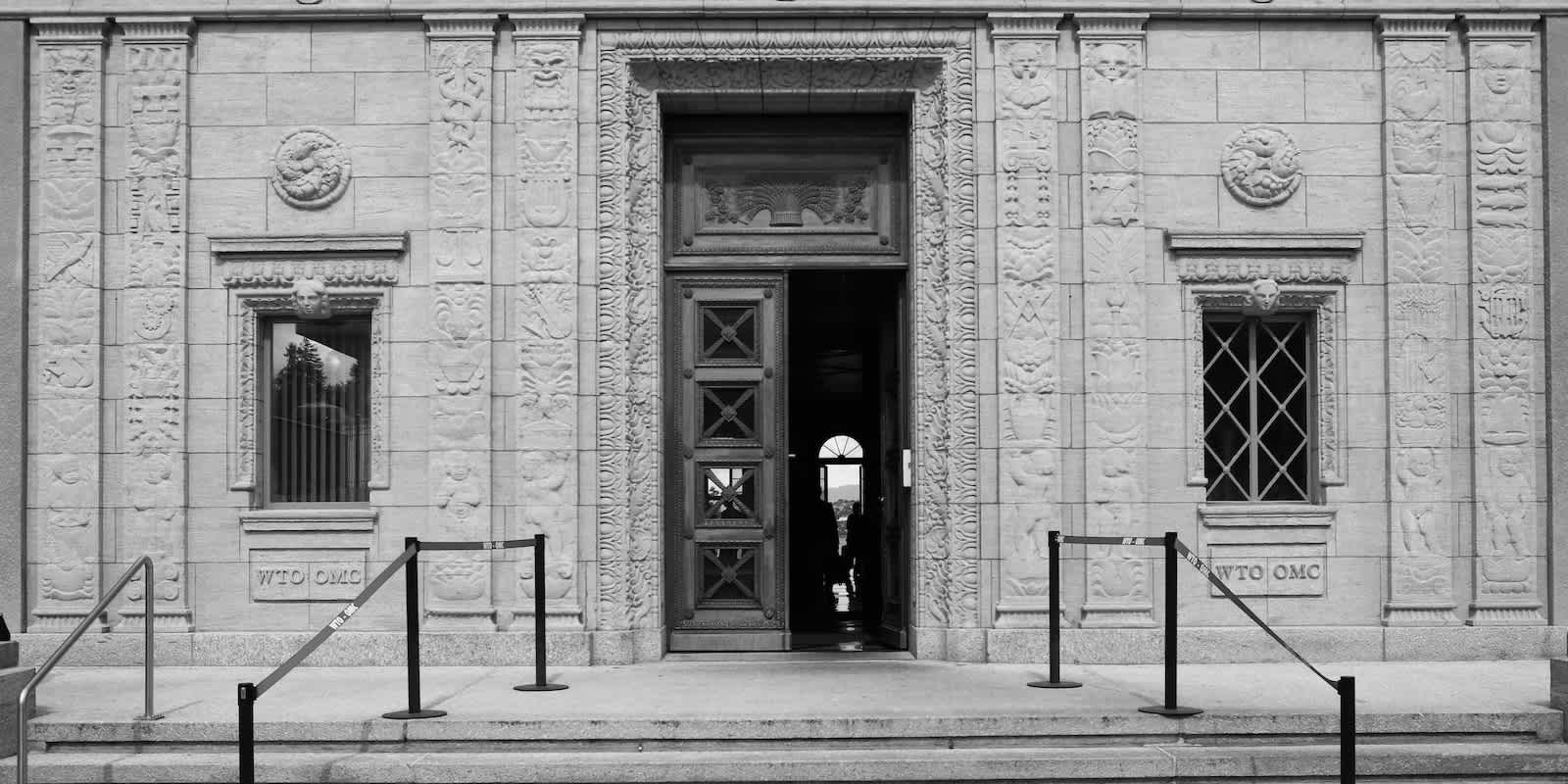The World Trade Organization headquarters entrance. Image copyright World Trade Organization.