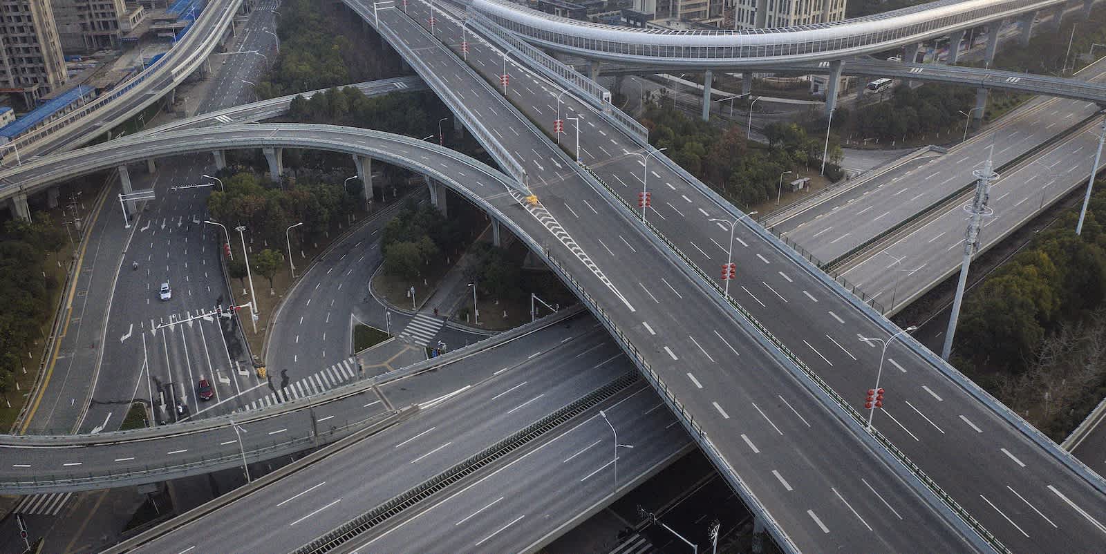 Image of empty roads used for March 2022 report on supply chain impacts of Shenzhen city lockdown.