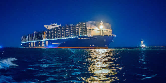 Watch: Drone Video of Largest Ship to Visit U.S. Entering San Francisco Bay