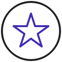 An icon of a star in a circle representing customer success.