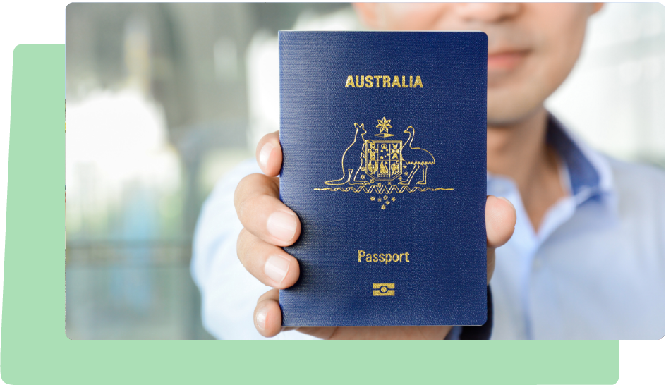 Man holding an Australian passport