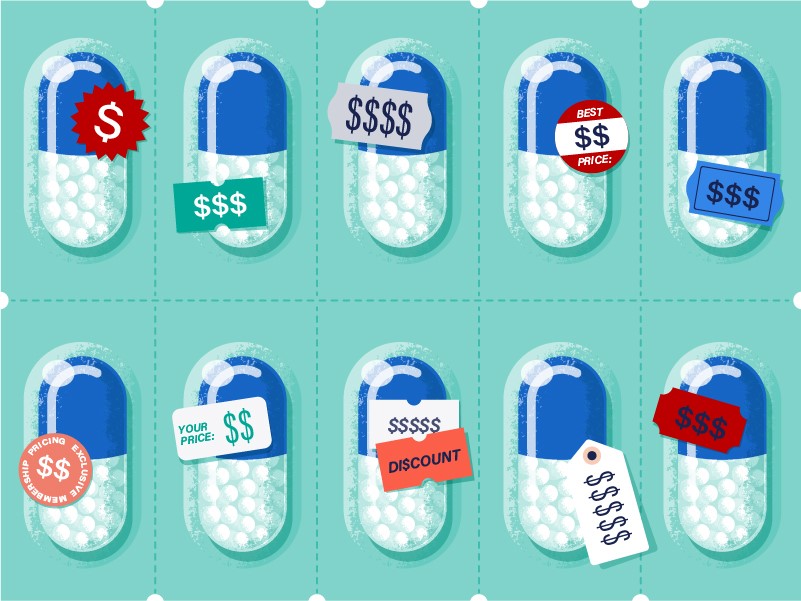 An illustration of the same medication costing different prices