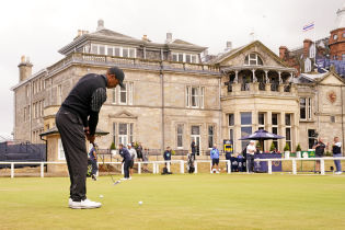Tiger Woods putts on the final practice day for the 150th Open Championship golf tournament at St. Andrews Old Course. Mandatory Credit: Rob Schumacher-USA TODAY Sports.