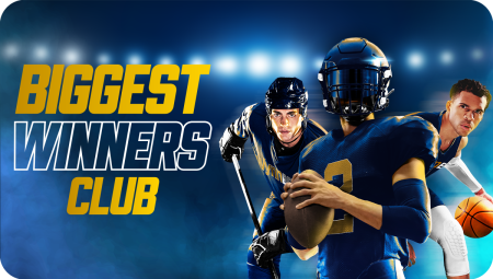 Image of three sports players next to wording for the Biggest Winners Club promotion