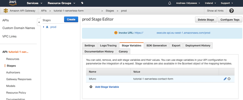 Set stage variable