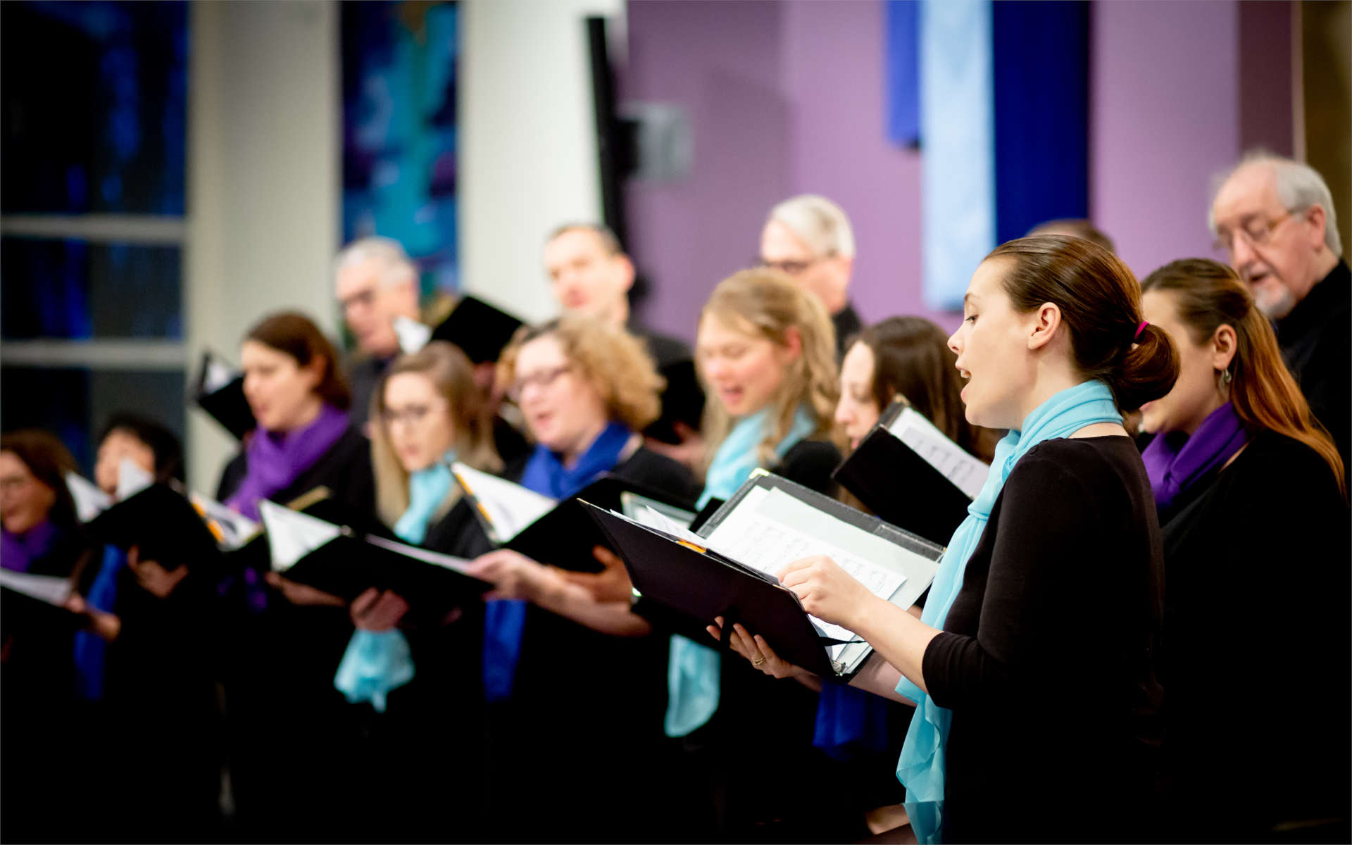 Chorists singing in concert