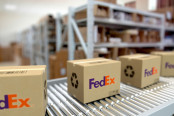 Boxes with fedex logo on conveyor