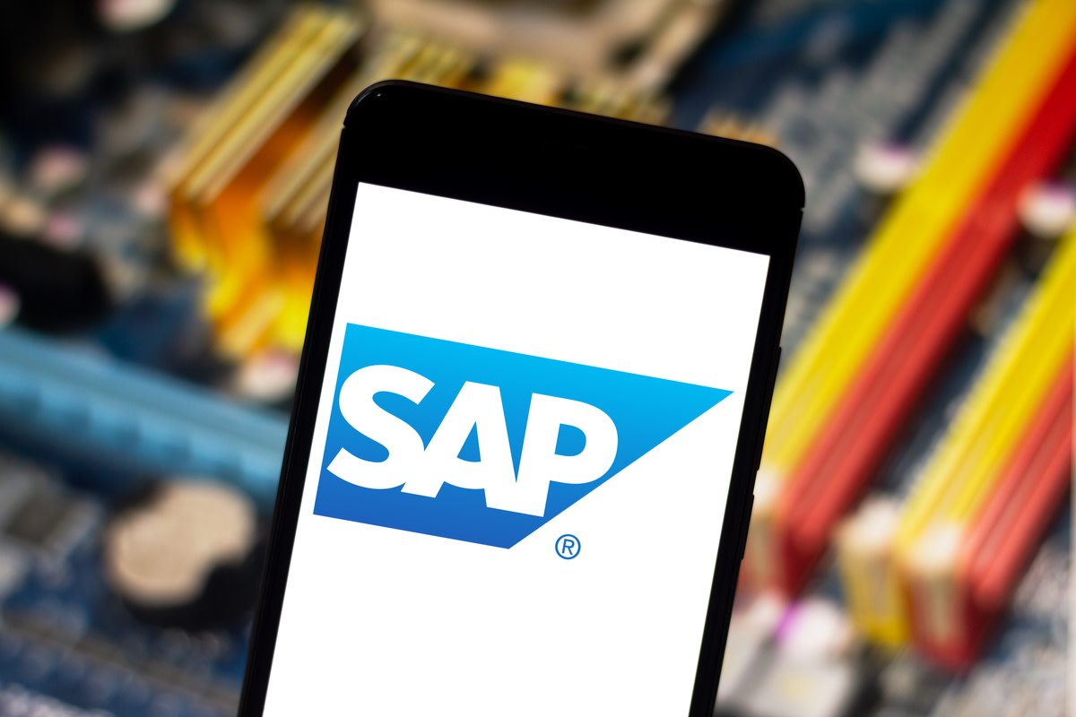 SAP logo on the mobile device