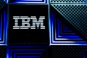 IBM logo on a storage rack in Datacenter