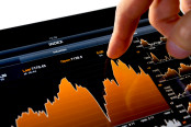 Touching stock market graph on a touch screen device