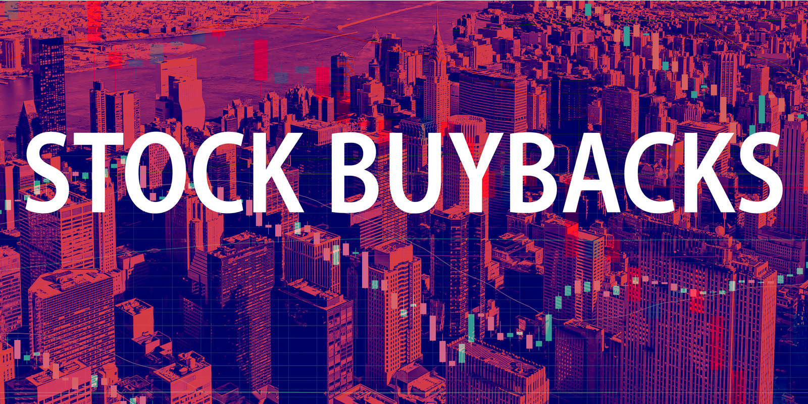 Stock Buybacks theme with Manhattan New York City skyscrapers