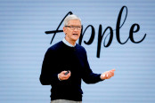 Tim Cook, CEO of Apple Inc., speaks during the launch event