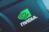 Close up shot of Nvidia brand logo on video card GPU