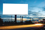 blank billboard at night time